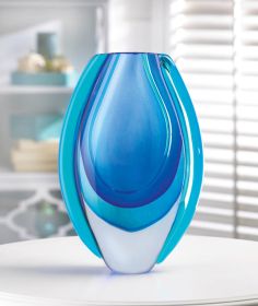 Azure Blue Art Glass Vase