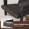 Ergonomic Black Rattan Outdoor Adirondack Padded Seat Chair w/ Cup Holder