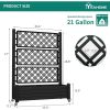Outdoor Raised Garden Bed Planter Box with Trellis and Wheels in Black