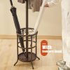 Brown Metal Coat Rack Entryway Hall Tree with Umbrella Stand
