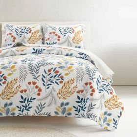 Full/Queen Botanical Bohemian Floral Lightweight 3 Piece Quilt Set