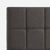 King size Grey Upholstered Platform Bed Frame with Padded Headboard