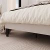 King size White Velvet Upholstered Platform Bed Frame with Wingback Headboard