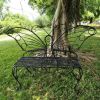 Modern Outdoor Butterfly Garden Bench in Black Metal Finish