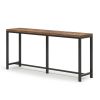 70-inch Long Narrow Hallway Sofa Table with Wood Top and Black Metal Frame
