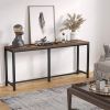 70-inch Long Narrow Hallway Sofa Table with Wood Top and Black Metal Frame