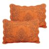 Queen size Orange Nectarine Damask Embroidered 4 Piece Oversized Bedspread Set