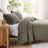 King/California King 3-Piece Sage Green Faded Stone Washed Cotton Quilt Set
