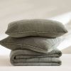 King/California King 3-Piece Sage Green Faded Stone Washed Cotton Quilt Set