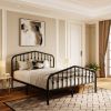 King Farmhouse Spindle Black Metal Platform Bed Frame with Headboard Footboard