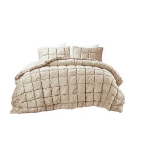 Twin Size Beige Velvety Soft Down Alternative Comforter Set