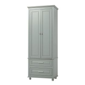 Tall Storage Cabinet with Two Drawers for Bathroom/Office (Color: Grey)